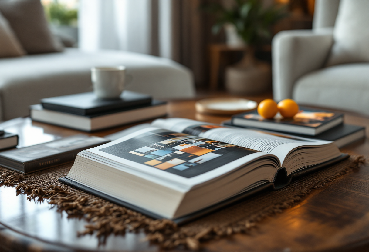 Un elegante coffee table book su un tavolino moderno