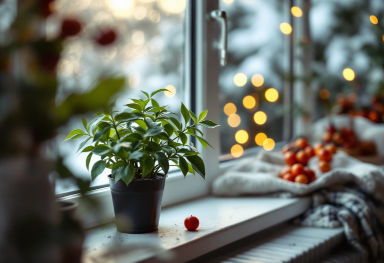 Illuminazione naturale in una stanza in inverno