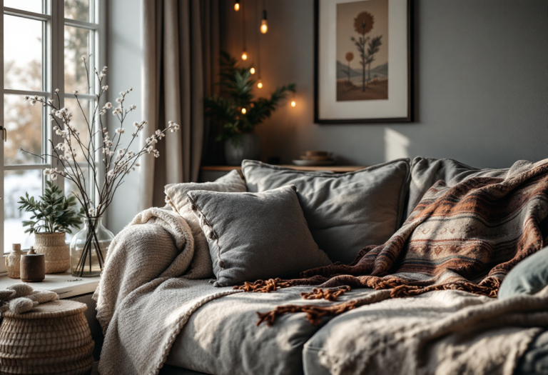 Interno di una casa accogliente durante l'inverno