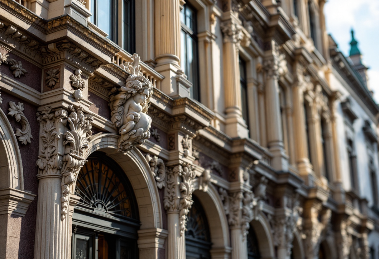 Dettaglio di un edificio barocco con ornamenti elaborati