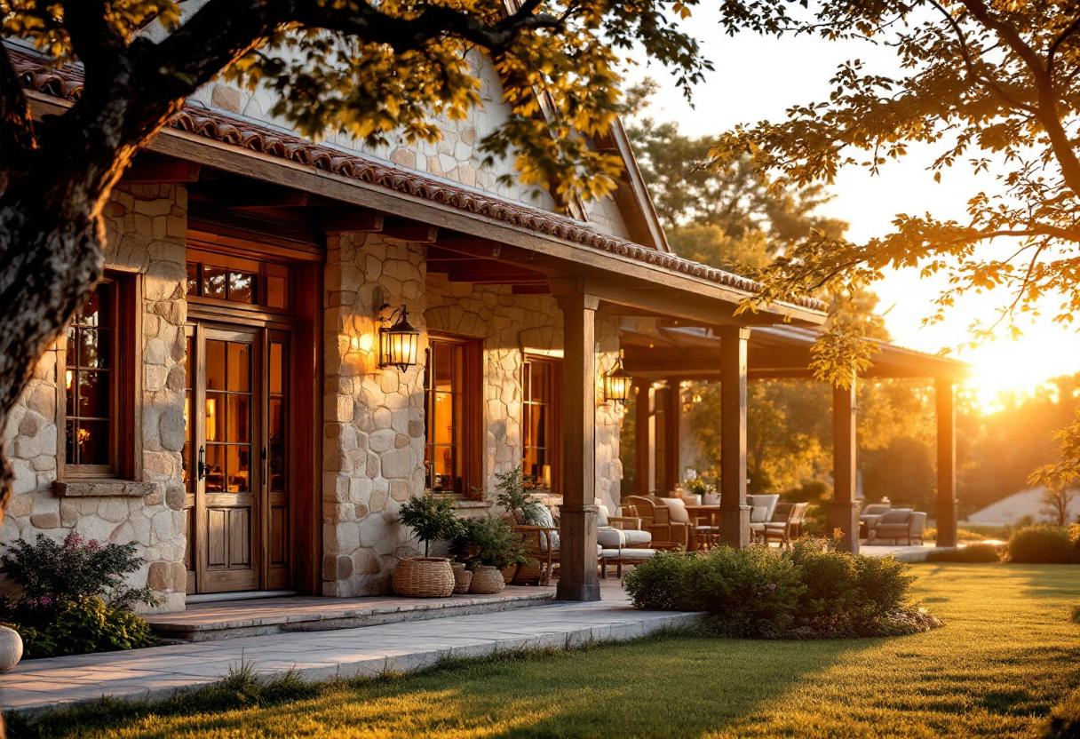 Interno di una villa in campagna con stile country chic