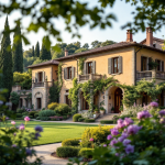 Vista della casa di Carlo Conti immersa nel verde a Firenze