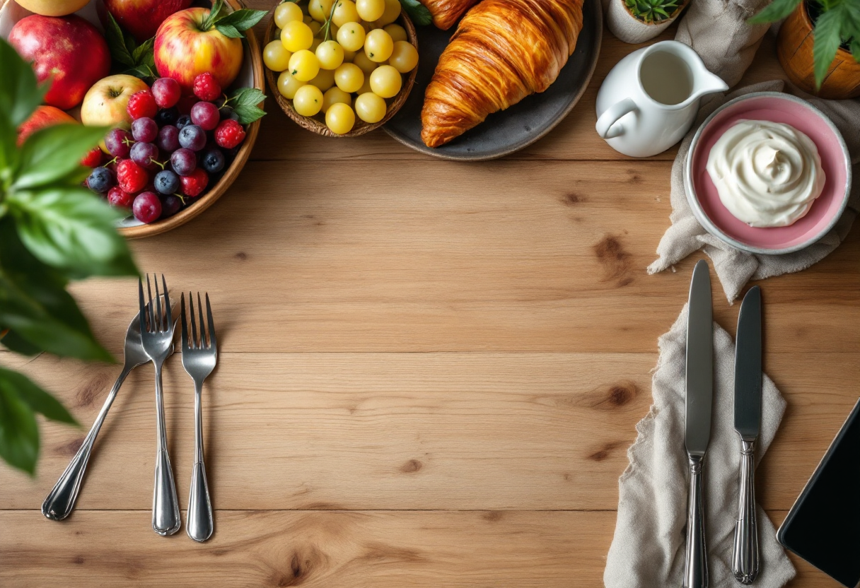 Immagine di una colazione elegante e ben apparecchiata