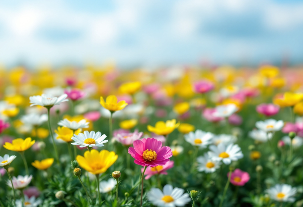 Ranuncoli colorati che fioriscono in primavera